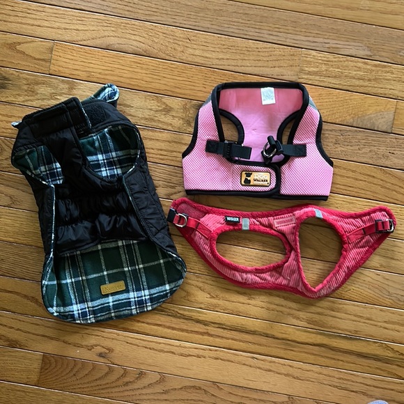 Dog Puppy Bundle Two Harnesses 2 Collars And One Coat Poshmark